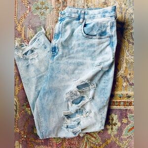 American Eagle mom jeans. Heavily distressed. Size 20